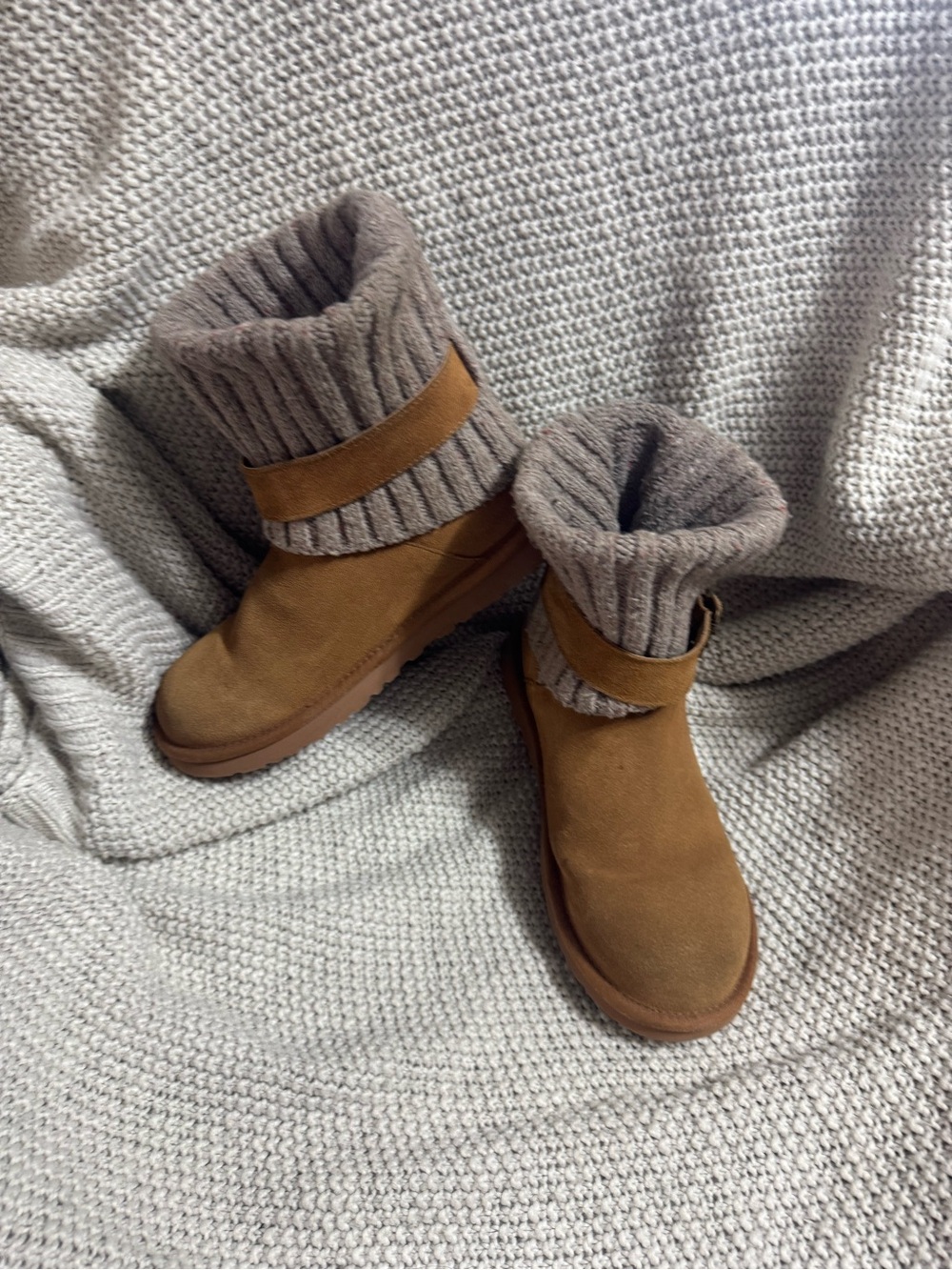 UGG Chestnut Suede‎ Knit-Cuff Winter Boots